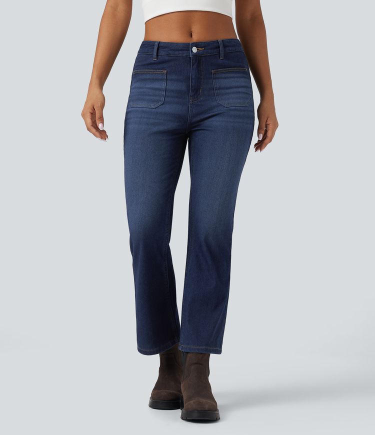 Pageant Blue Denim Halara Flex™ Denim Heat Mid Rise Denim Casual Bootcut Jeans with Pockets / 1