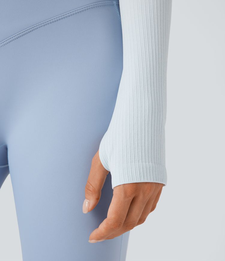 OneForm Seamless Flow Long Sleeve Thumb Holes Cropped Yoga Sports Top