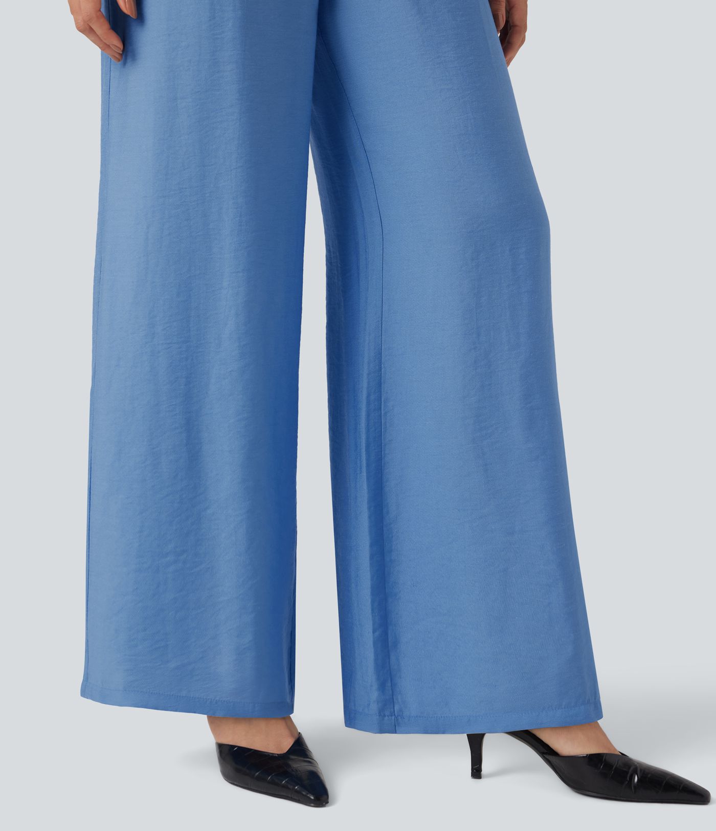 Square Neck Puff Long Sleeve Casual Jumpsuit with Pockets