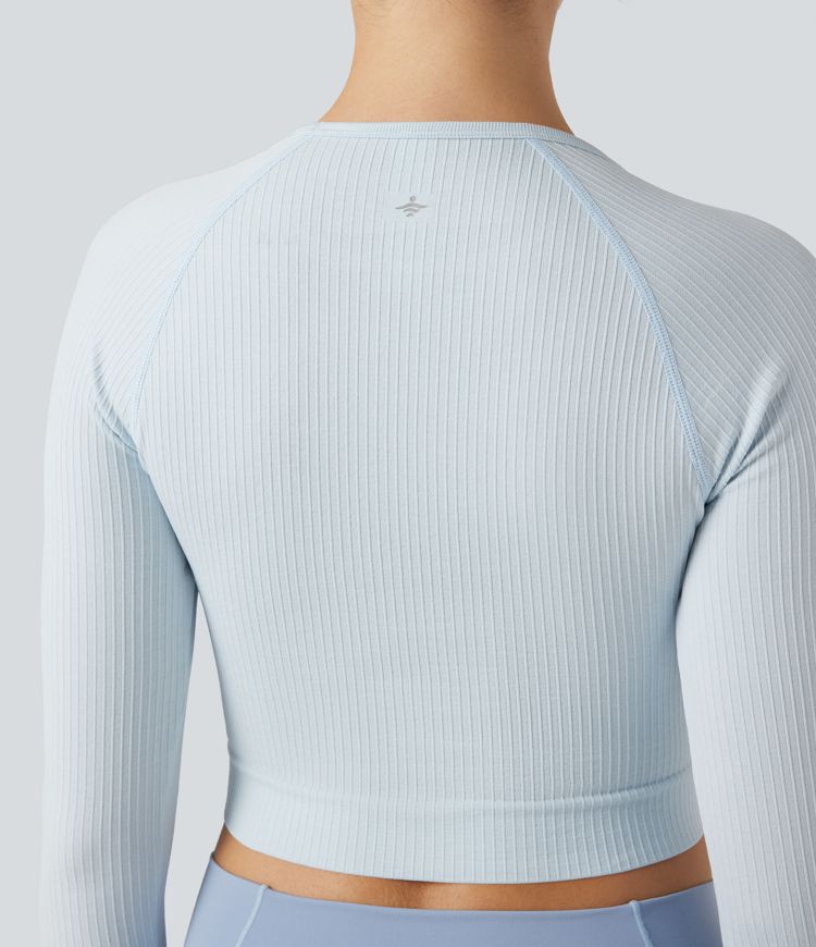 OneForm Seamless Flow Long Sleeve Thumb Holes Cropped Yoga Sports Top