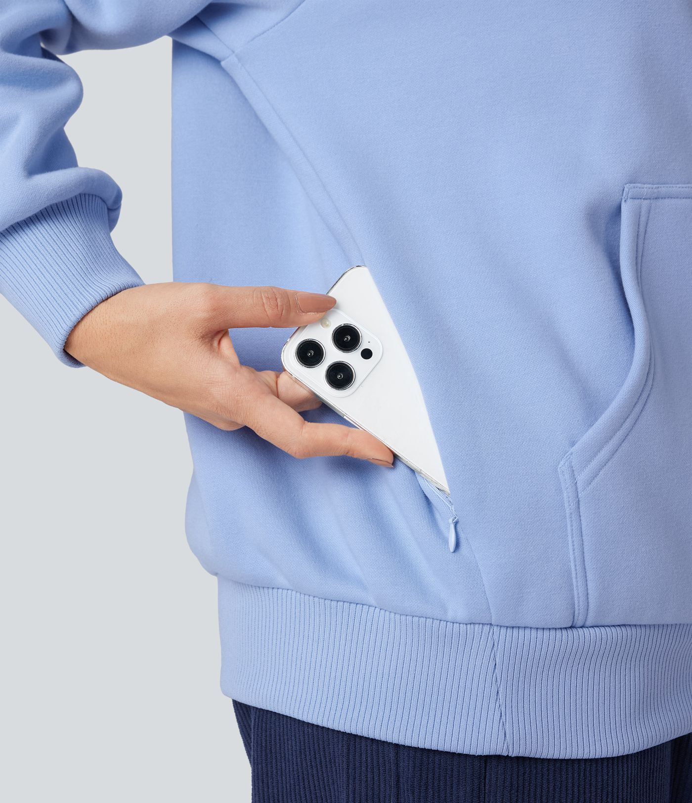 Hooded Drawstring Long Sleeve Fleece Casual Cotton Sweatshirt with Pockets