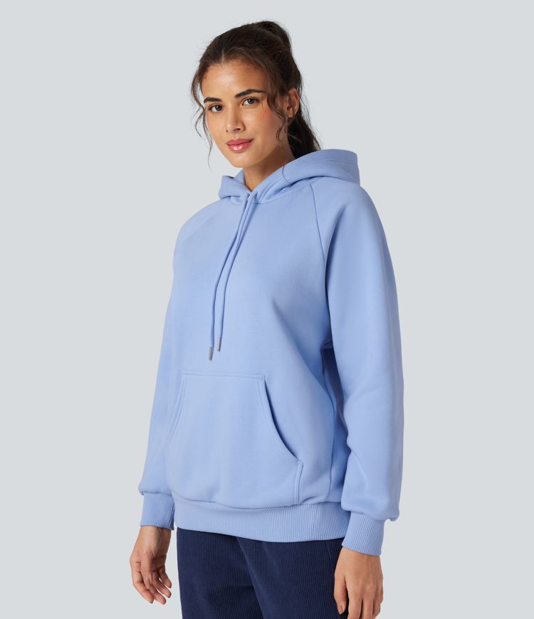 Hooded Drawstring Long Sleeve Fleece Casual Cotton Sweatshirt with Pockets