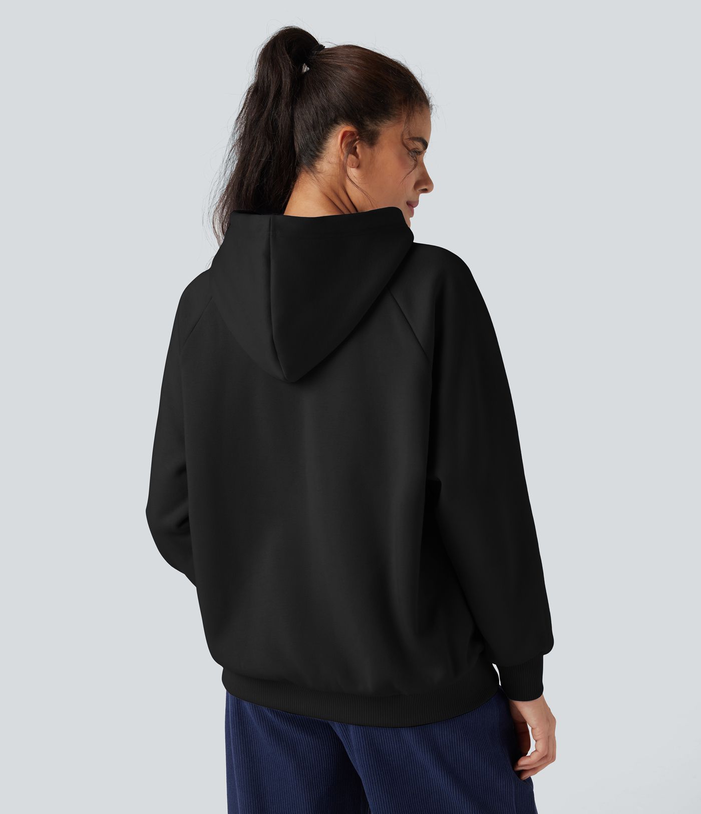 Hooded Drawstring Long Sleeve Fleece Casual Cotton Sweatshirt with Pockets
