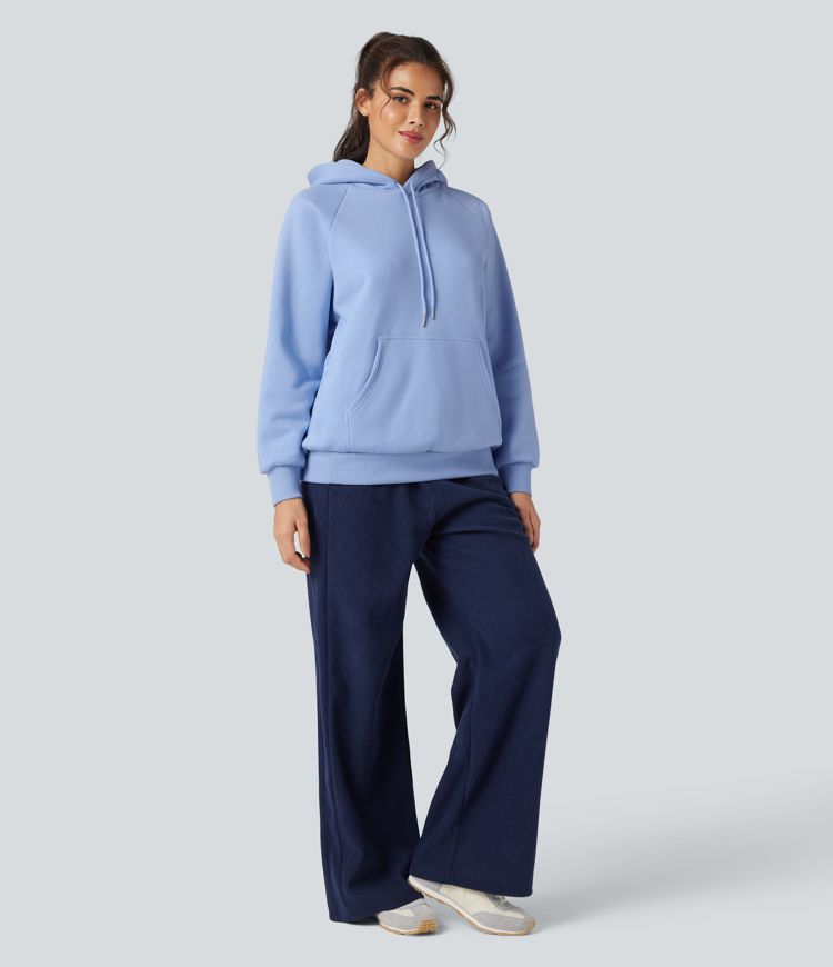 Hooded Drawstring Long Sleeve Fleece Casual Cotton Sweatshirt with Pockets