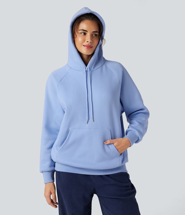 Hooded Drawstring Long Sleeve Fleece Casual Cotton Sweatshirt with Pockets