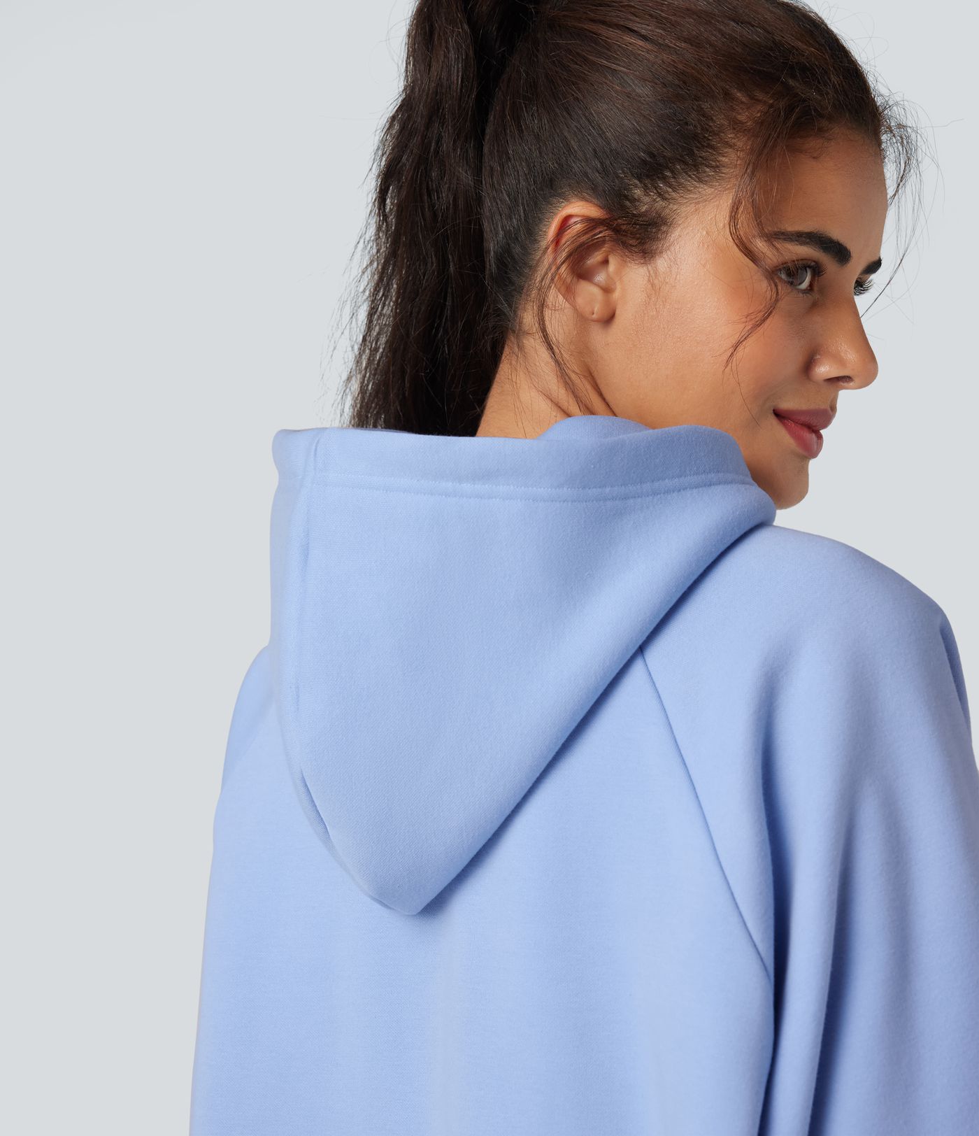 Hooded Drawstring Long Sleeve Fleece Casual Cotton Sweatshirt with Pockets