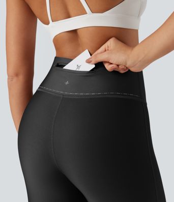 Reflective High Waisted Sheen Running Leggings with Pocket