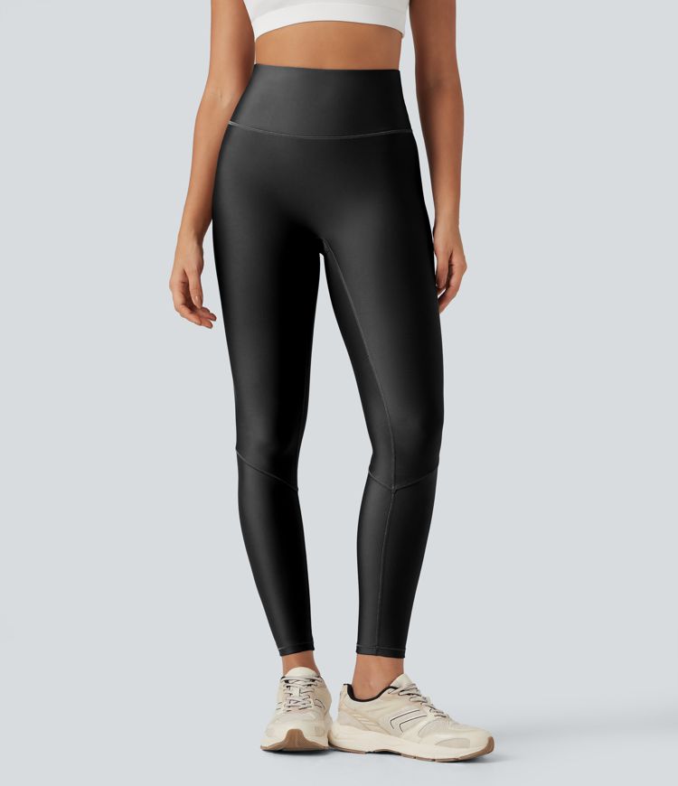Reflective High Waisted Sheen Running Leggings with Pocket