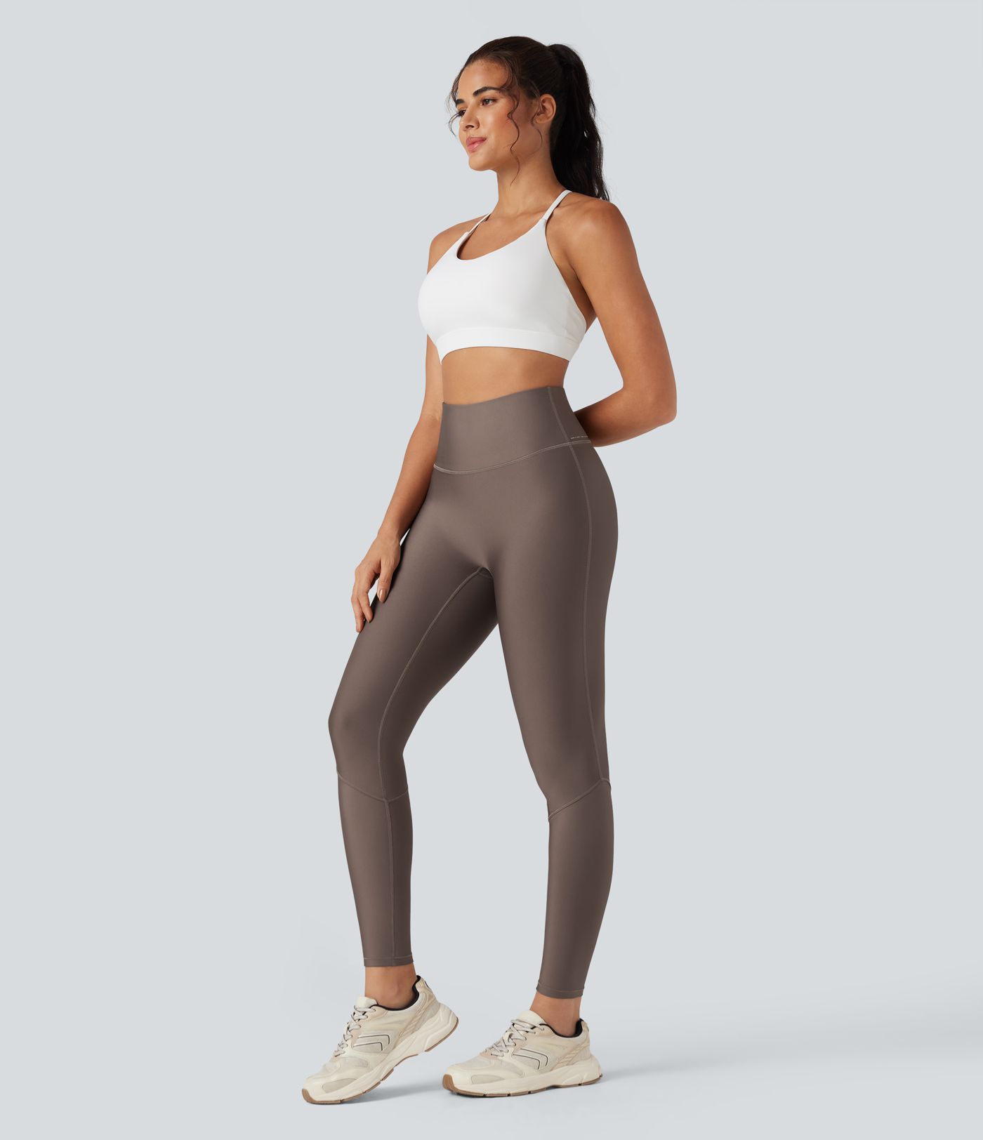 Reflective High Waisted Sheen Running Leggings with Pocket