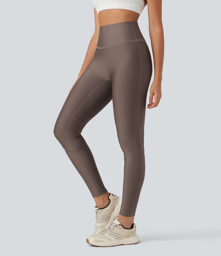 Reflective High Waisted Sheen Running Leggings with Pocket