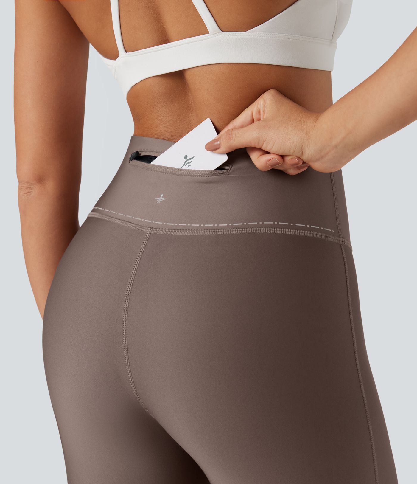 Reflective High Waisted Sheen Running Leggings with Pocket