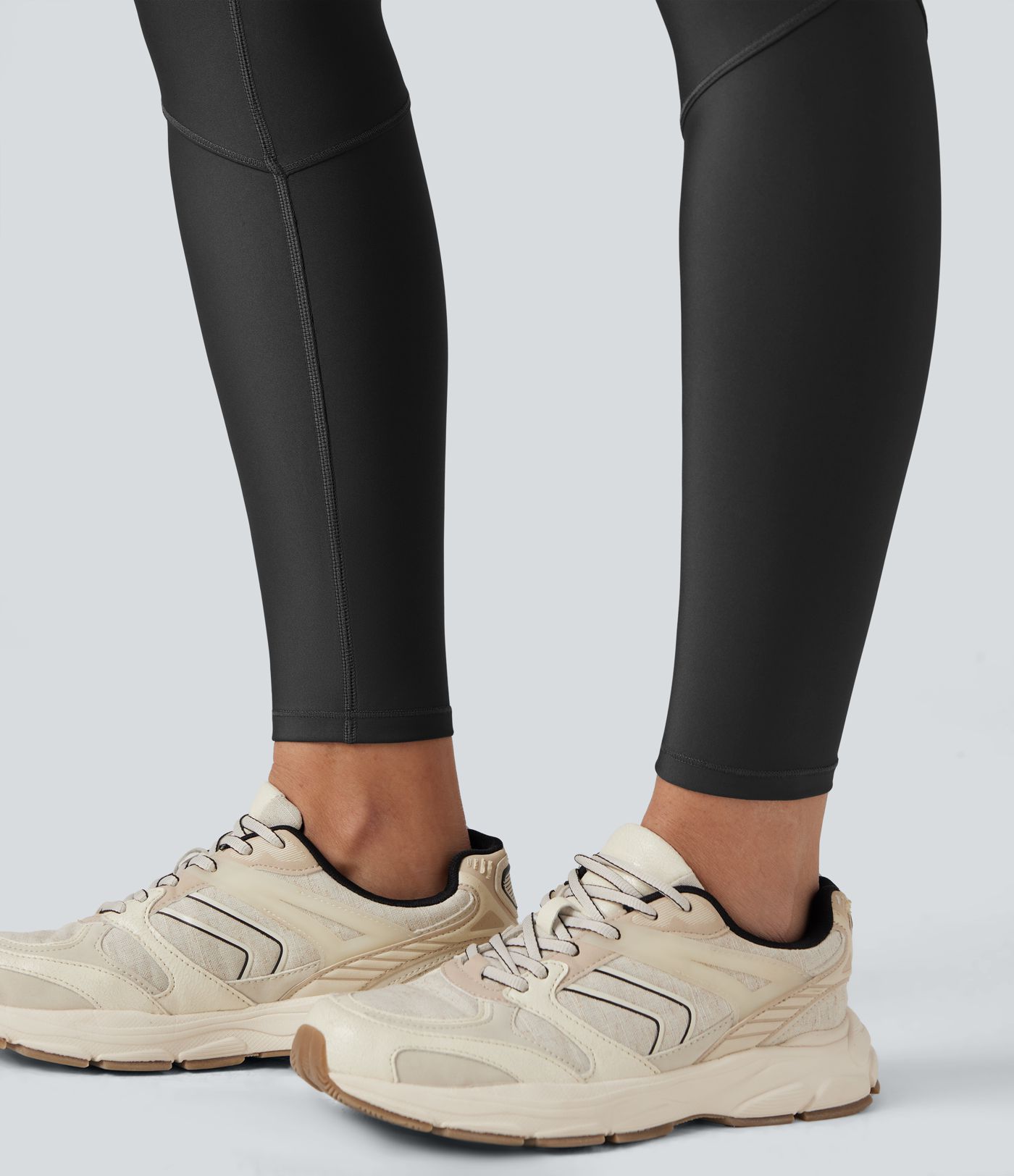 Reflective High Waisted Sheen Running Leggings with Pocket