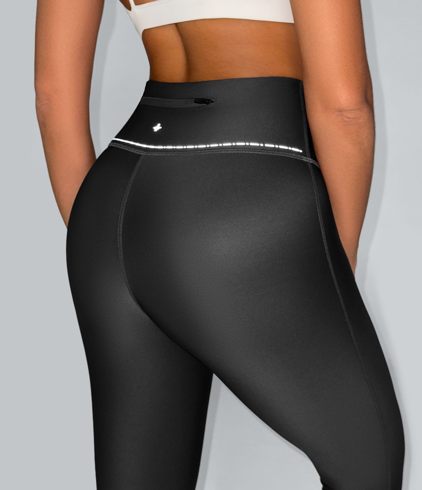 Reflective High Waisted Sheen Running Leggings with Pocket