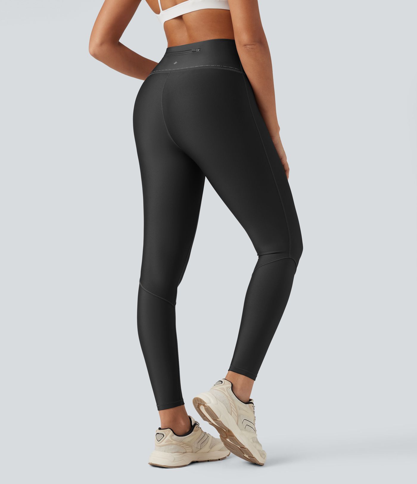 Reflective High Waisted Sheen Running Leggings with Pocket