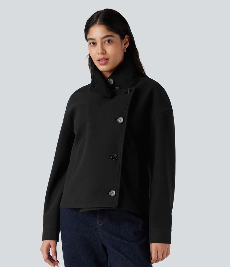Lapel Long Sleeve Fleece Casual Coat with Pockets