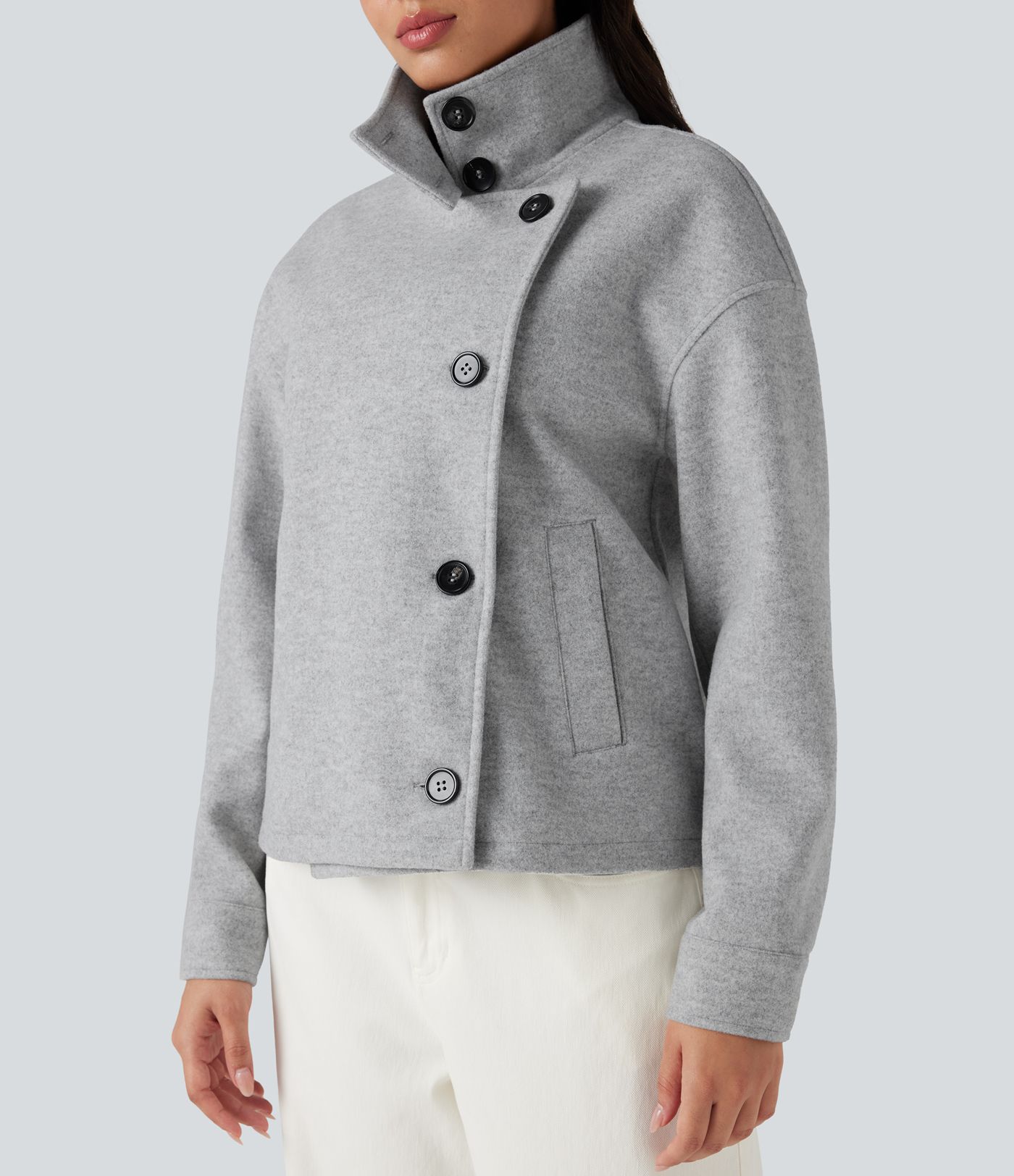 Lapel Long Sleeve Fleece Casual Coat with Pockets