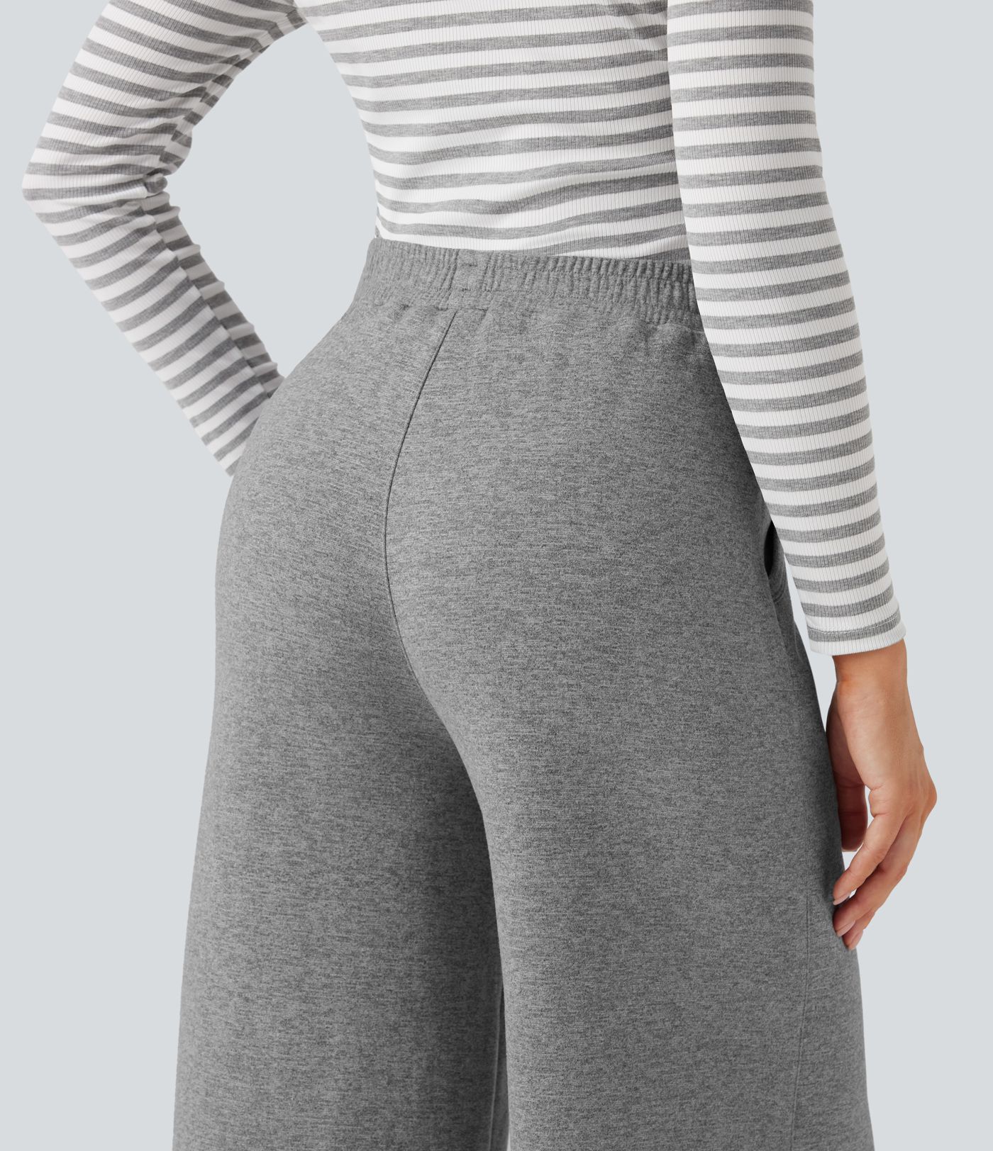 High Waisted Fleece Casual Baggy Pants with Pockets
