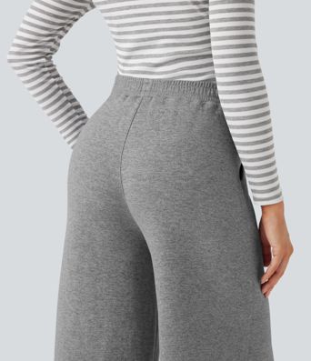 High Waisted Fleece Casual Baggy Pants with Pockets