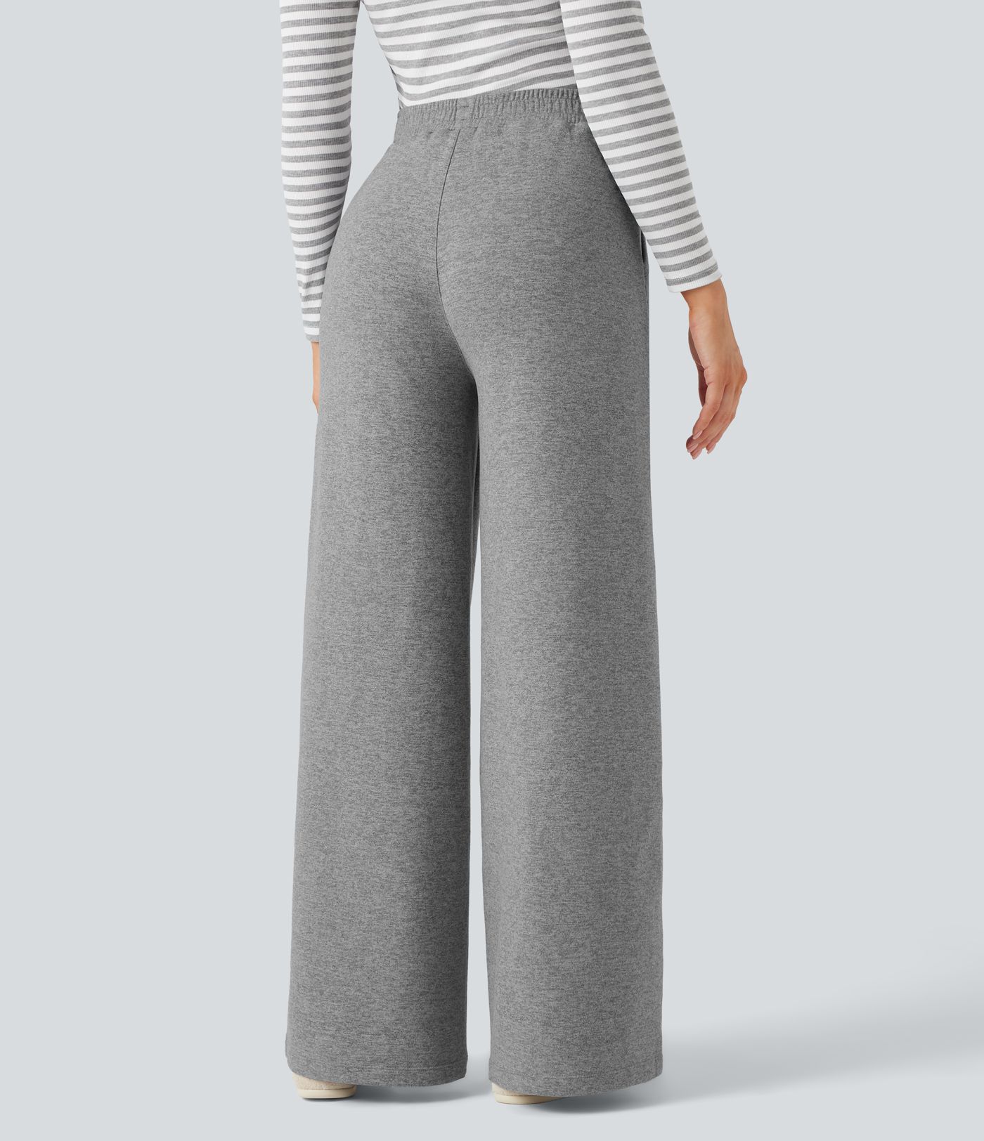 High Waisted Fleece Casual Baggy Pants with Pockets