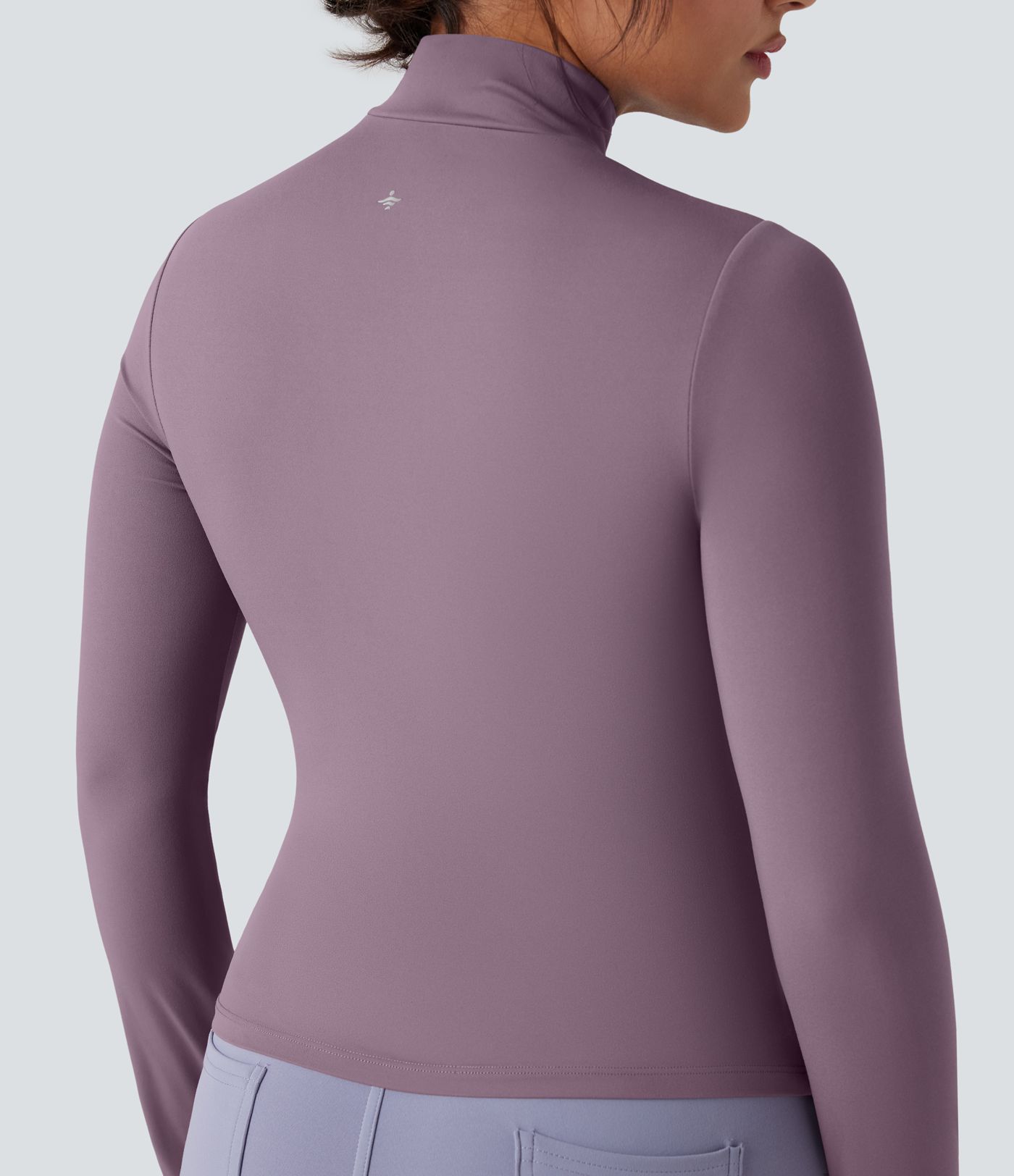 SoftlyZero™ Mock-neck Long Sleeve Thumb Holes Ruched Golf Sports Top-UPF50+