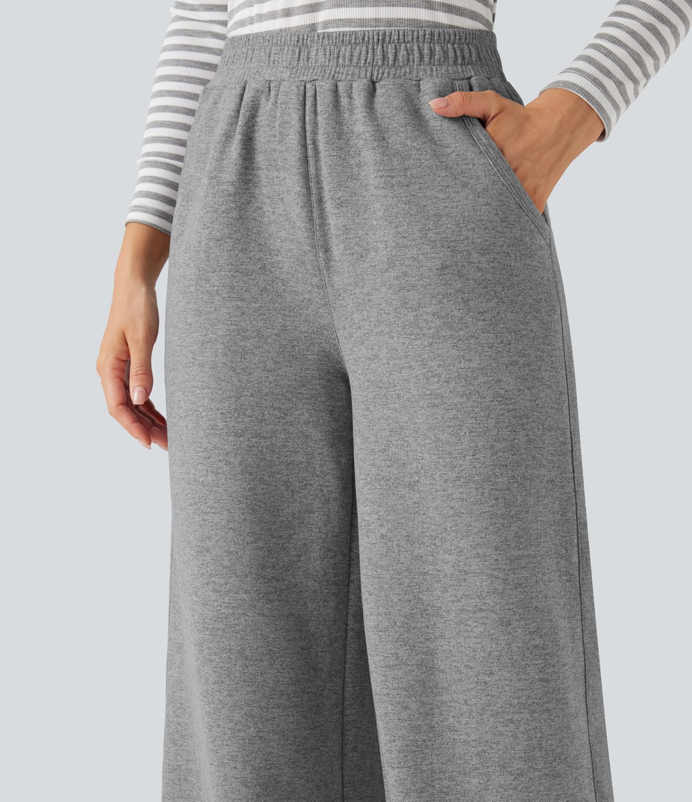 High Waisted Fleece Casual Baggy Pants with Pockets