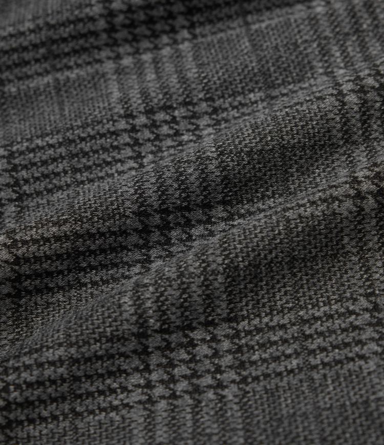 Stand Collar Long Sleeve Houndstooth Plaid Mini Casual Dress