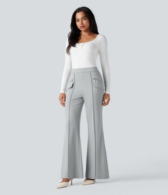 Halara Flex™ Ausgestellte Arbeits-Hose mit hohem Bund und Seitentaschen