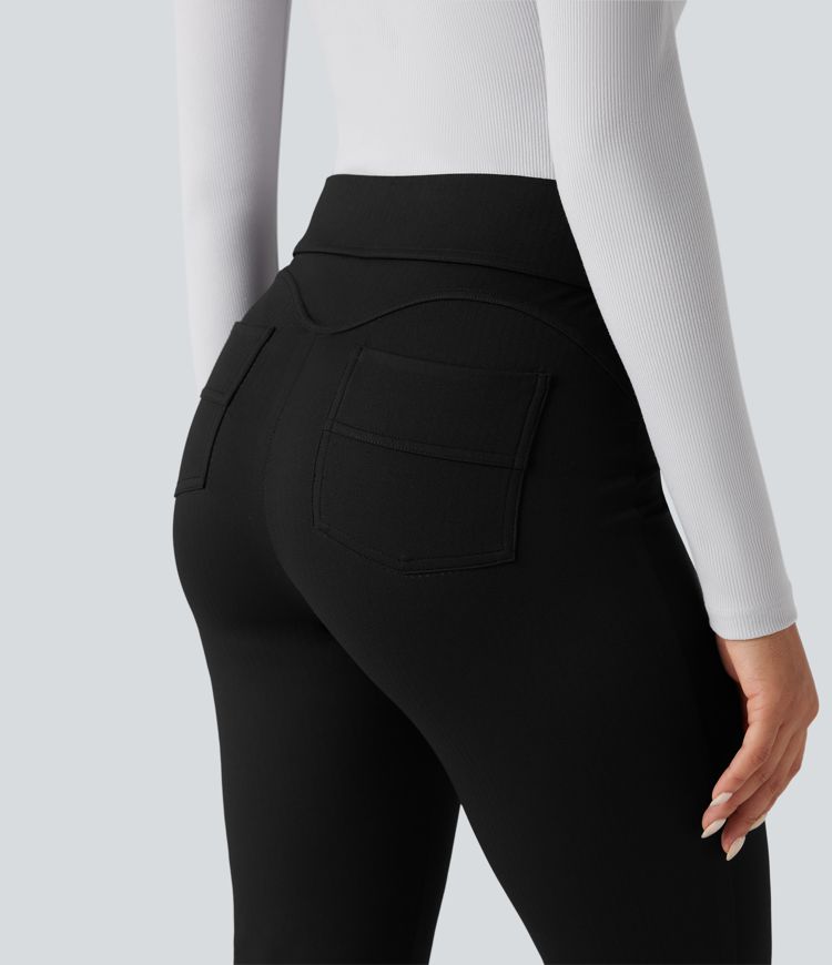 Halara Flex™ High Waisted Tummy Control Herringbone Work Flare Pants with Pockets