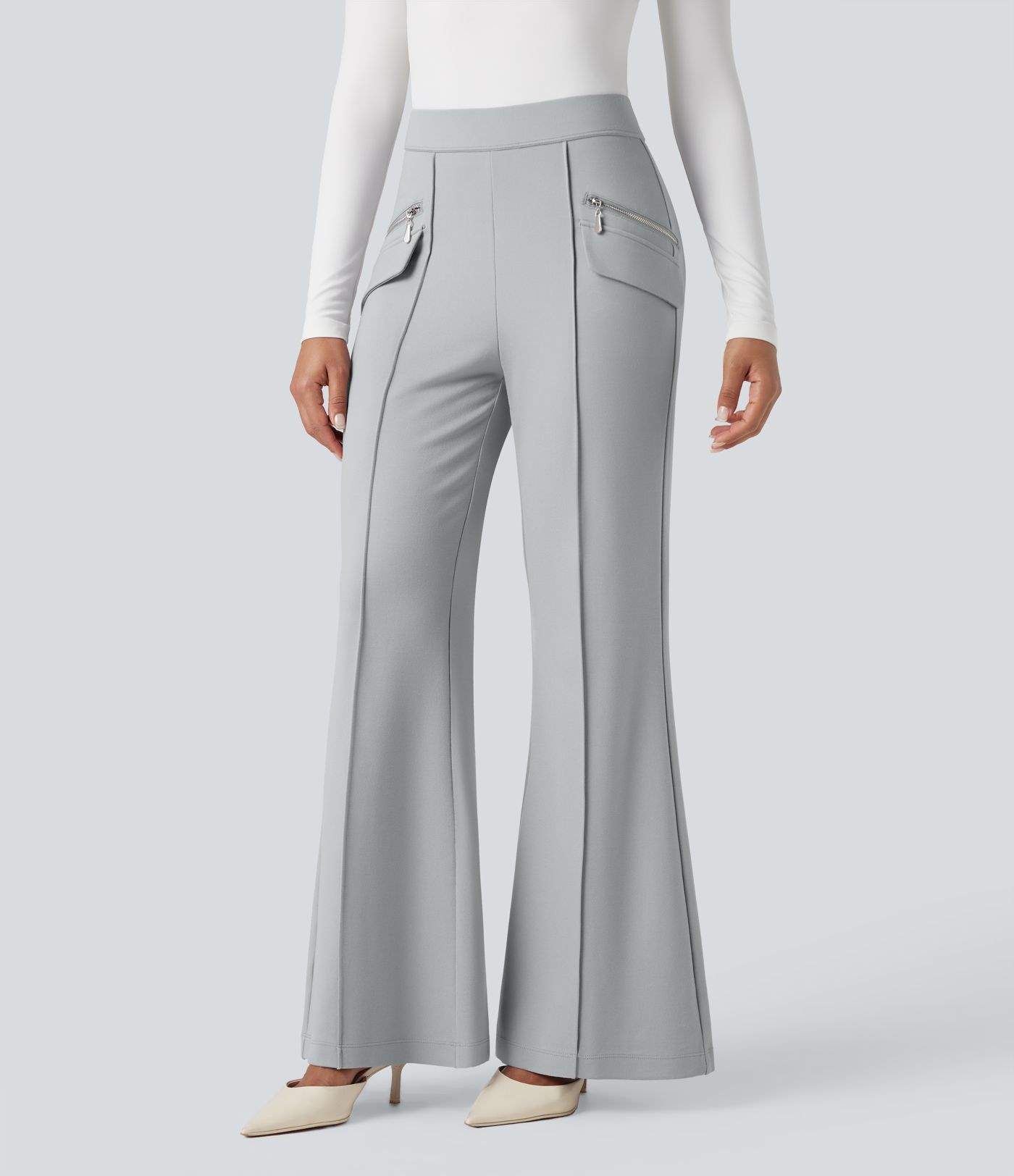 Halara Flex™ Ausgestellte Arbeits-Hose mit hohem Bund und Seitentaschen