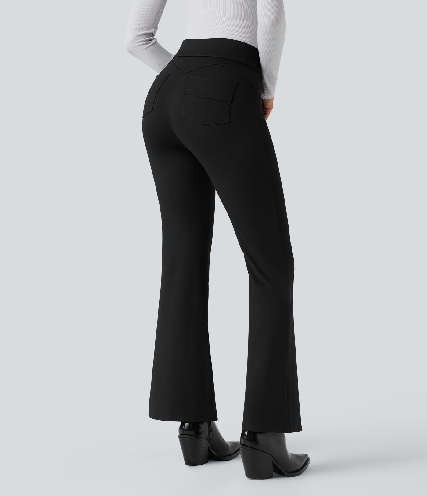 Pantalon tailleur évasé Halara Flex™ gainant taille haute chevrons avec poches