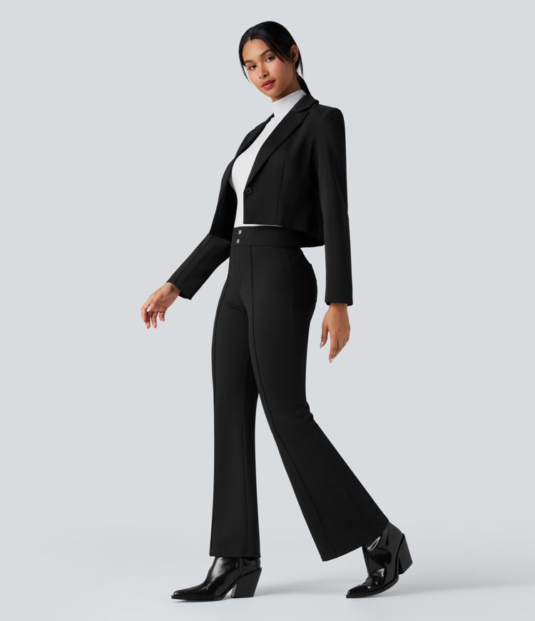 Halara Flex™ High Waisted Tummy Control Herringbone Work Flare Pants with Pockets