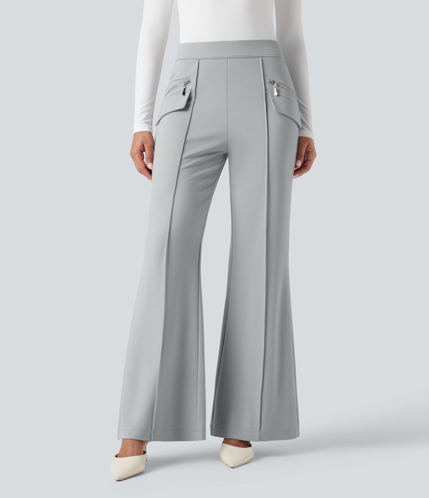 Halara Flex™ Ausgestellte Arbeits-Hose mit hohem Bund und Seitentaschen