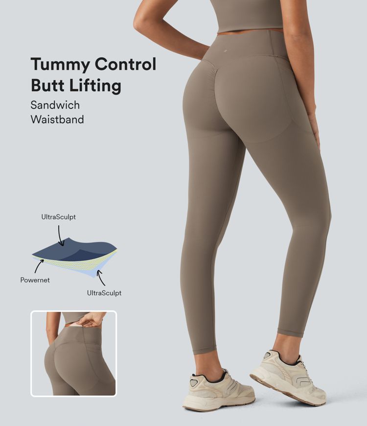 Halara UltraSculpt™ SoCinched High Waisted Scrunch Butt Lifting Tummy Control Training Leggings with Pockets