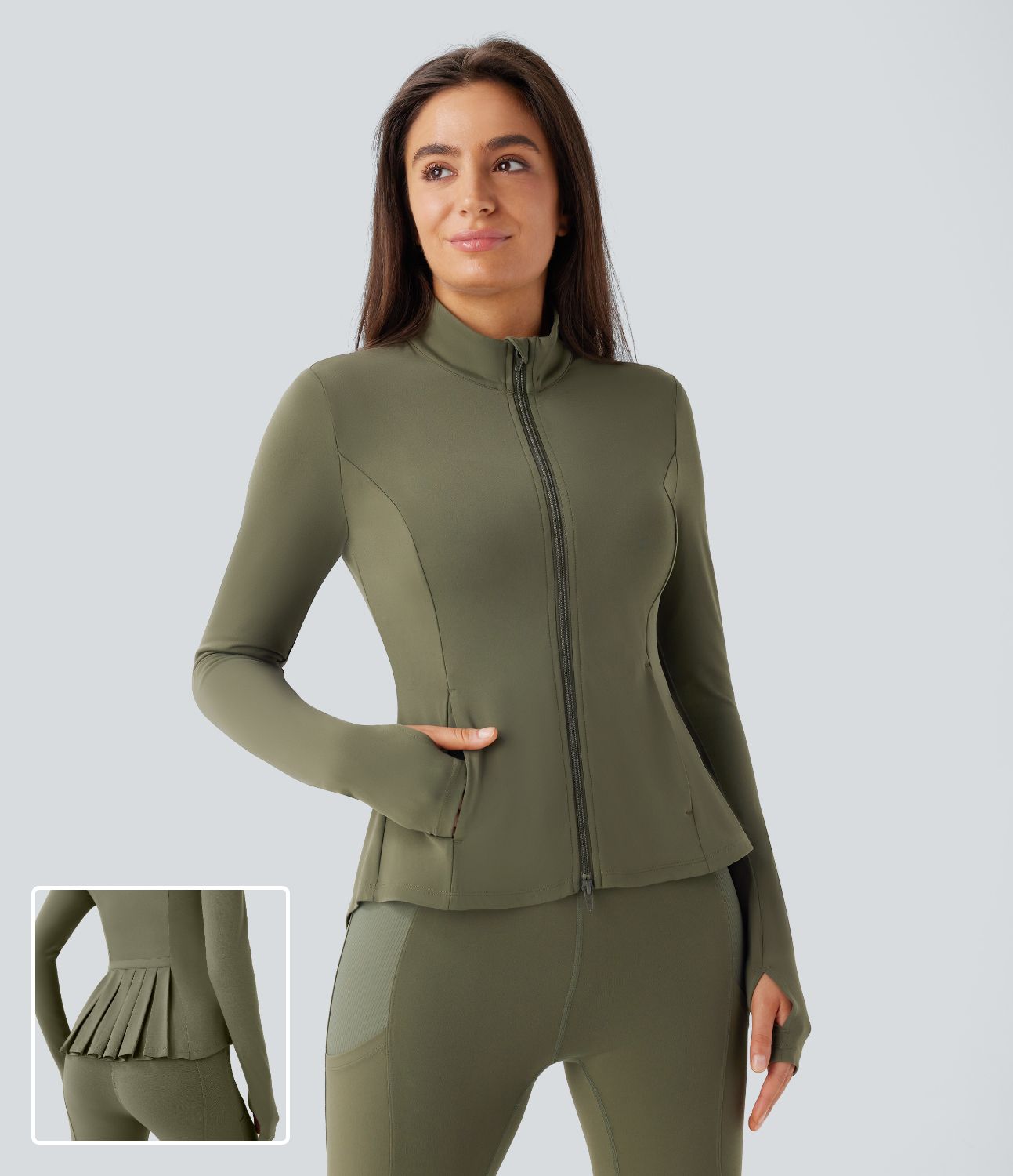 Veste d'équitation ajustée Softlyzero™ avec col montant, passe-pouces, poches, plis et fermeture éclair - Protection UPF50+