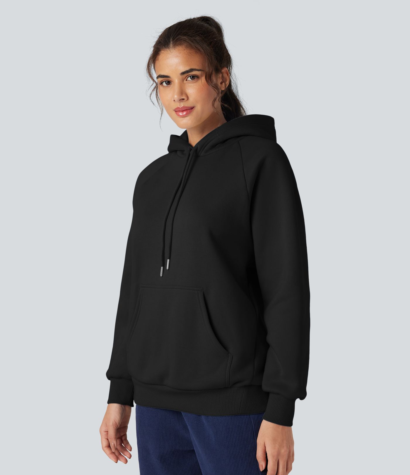 Hooded Drawstring Long Sleeve Fleece Casual Cotton Sweatshirt with Pockets