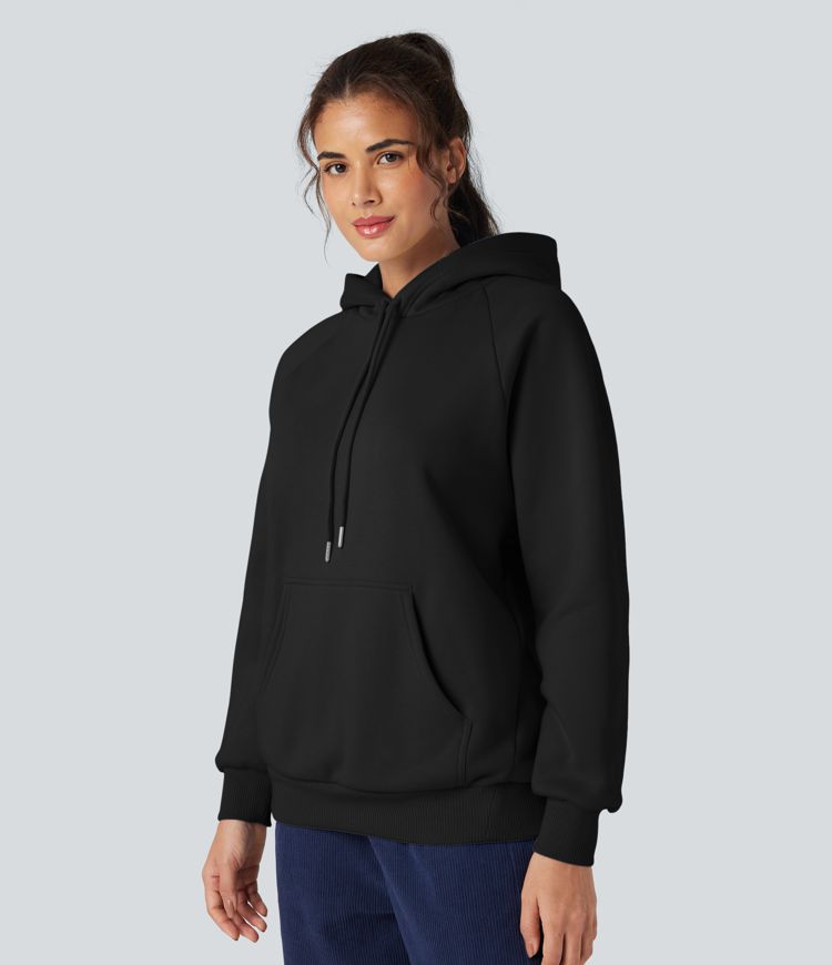 Hooded Drawstring Long Sleeve Fleece Casual Cotton Sweatshirt with Pockets