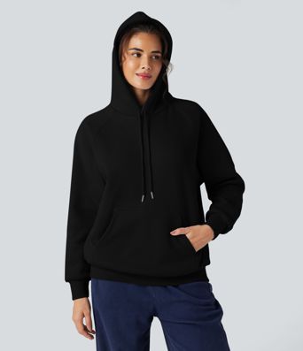 Hooded Drawstring Long Sleeve Fleece Casual Cotton Sweatshirt with Pockets