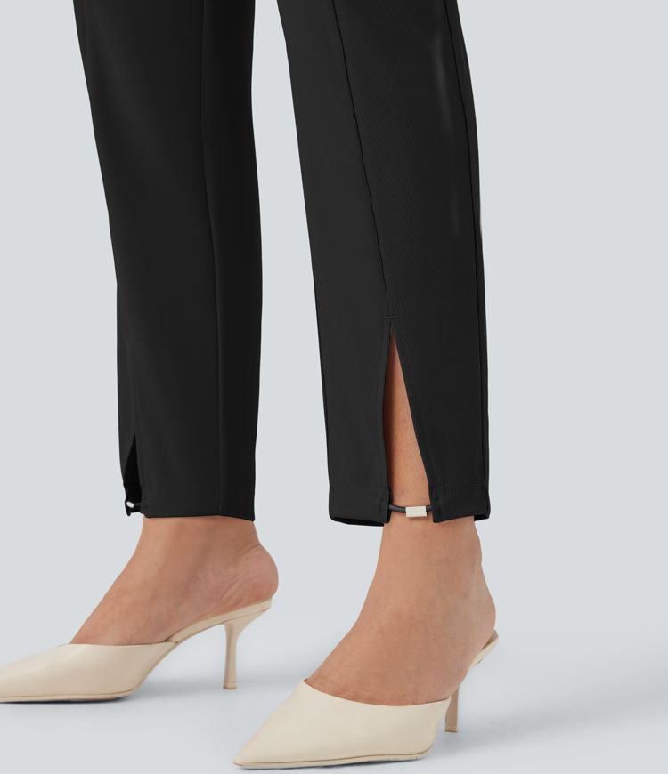 Halara Flex™ High Waisted Split Micro Waffle Work Tapered Pants with Pockets