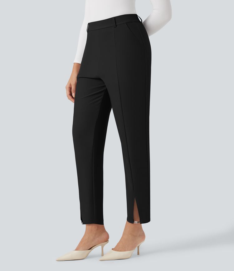 Halara Flex™ High Waisted Split Micro Waffle Work Tapered Pants with Pockets