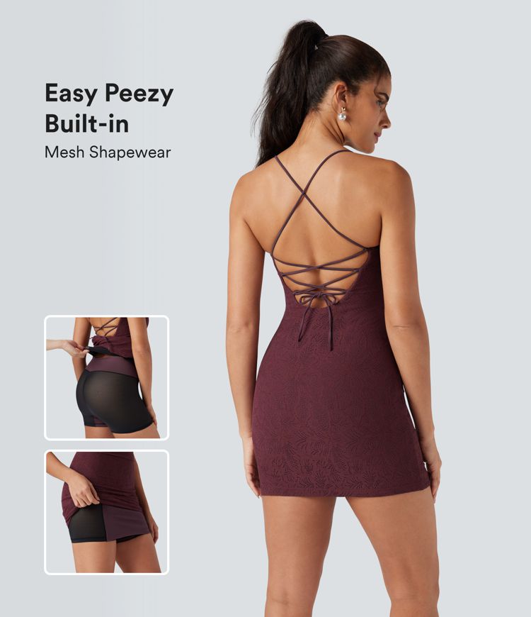 Lace Overlay Tummy Control Built-in Mesh Shapewear Bodycon Mini Slip Dress-Easy Peezy