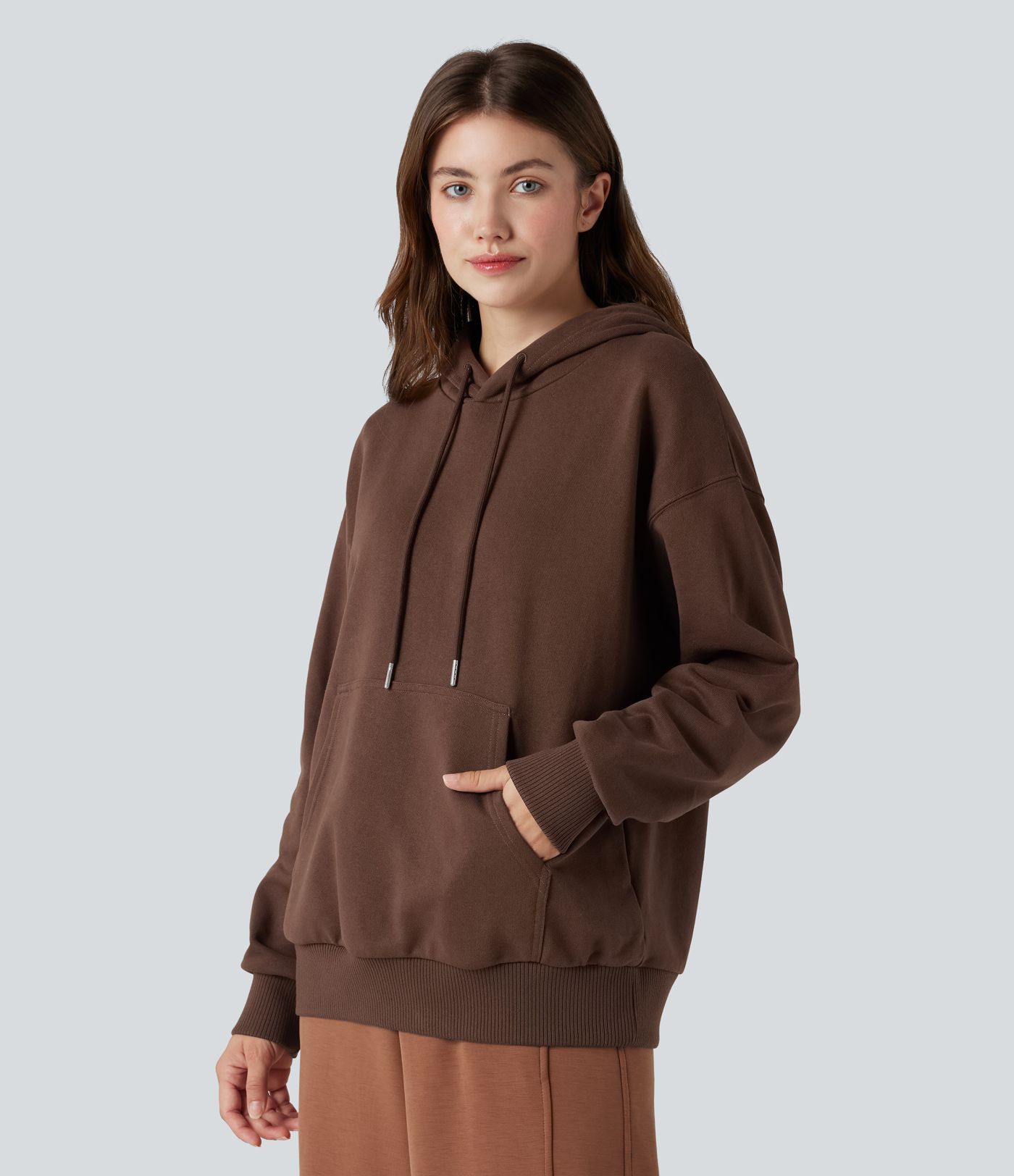 Sweat-shirt coton oversize à capuche avec poches