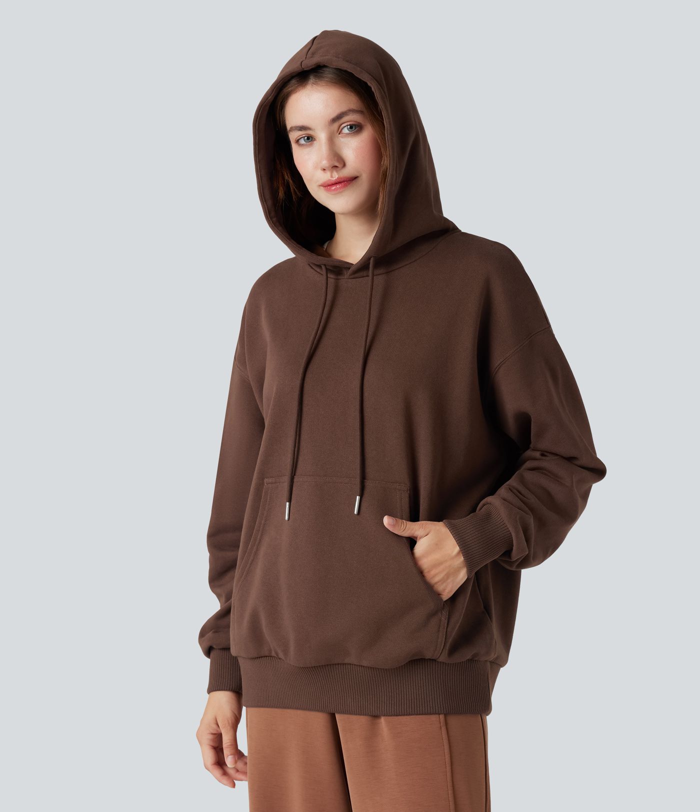 Sweat-shirt coton oversize à capuche avec poches