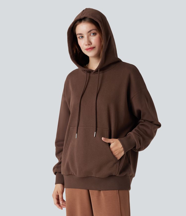 Sweat-shirt coton oversize à capuche avec poches