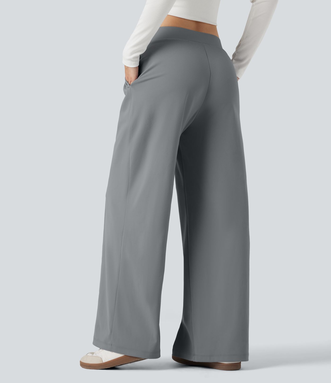 Pantalon coupe droite croisé taille haute DayStretch avec poches