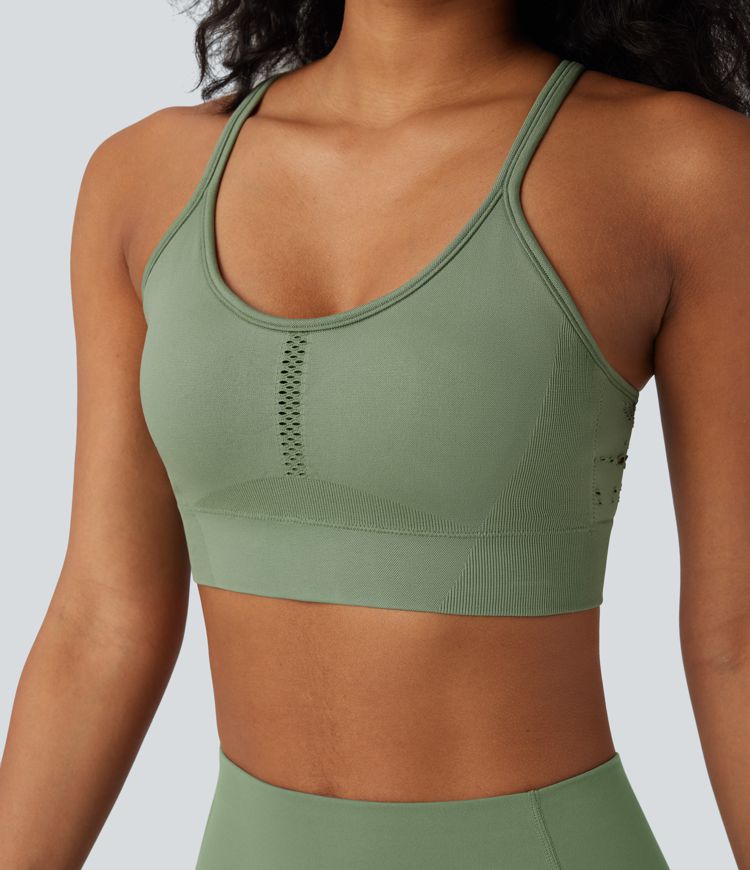 Brassière de sport yoga Seamless Flow soutien souple col U crochet sans coutures