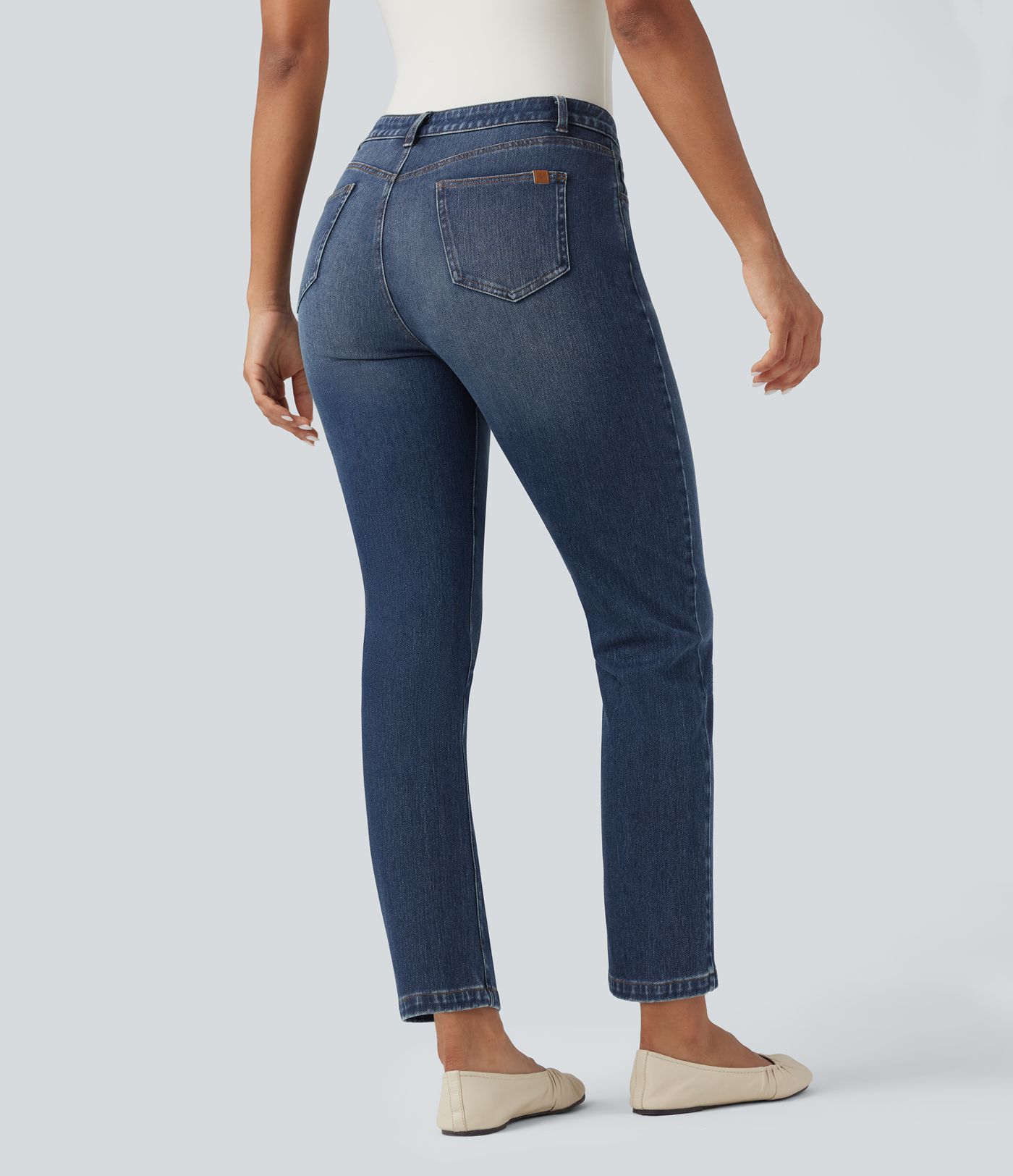 Halara Flex™ Mid-Rise Slim 7/8 Casual-Jeans mit Taschen