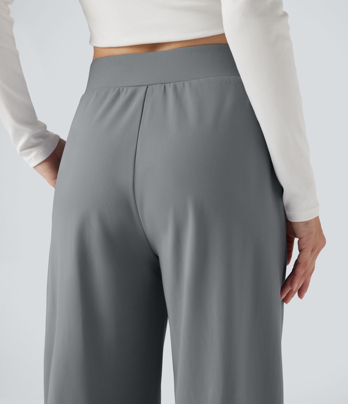 Pantalon coupe droite croisé taille haute DayStretch avec poches