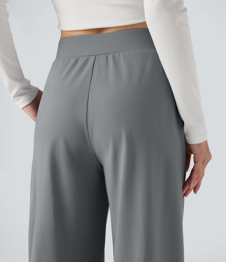 Pantalon coupe droite croisé taille haute DayStretch avec poches