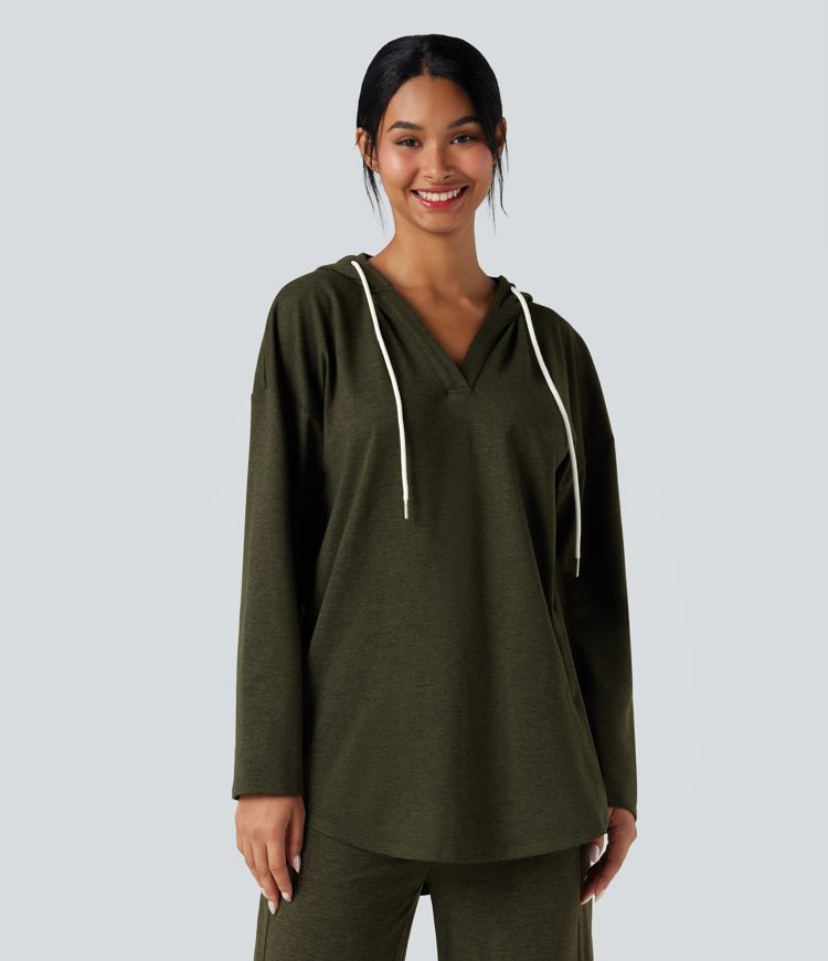 Shadow Moss Lässiges, oversized Sweatshirt mit Kapuze und langen Ärmeln und abgerundetem Saum - schnelltrocknend, UPF40+- wärmend / 1