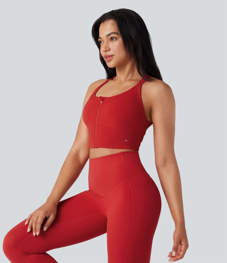 Halara UltraSculpt™ Medium Support Push-Up Zipper Cut Out Running Sports Bra